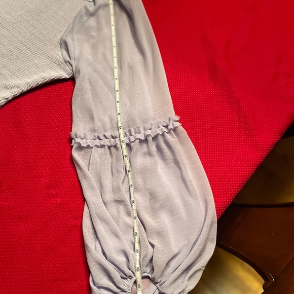 Anthropologie Light Purple Blouse with Puff Sleeves - Picture 4 of 6
